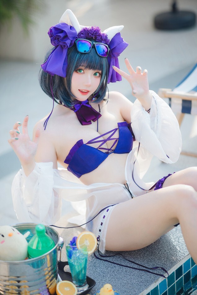 瓜希酱 - 柴郡泳装 [32P-103MB]