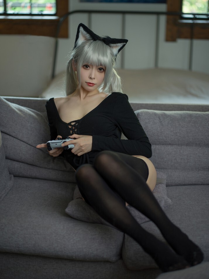 樱岛嗷一  - 黑猫针织衫连体衣 [57P1V-704MB]