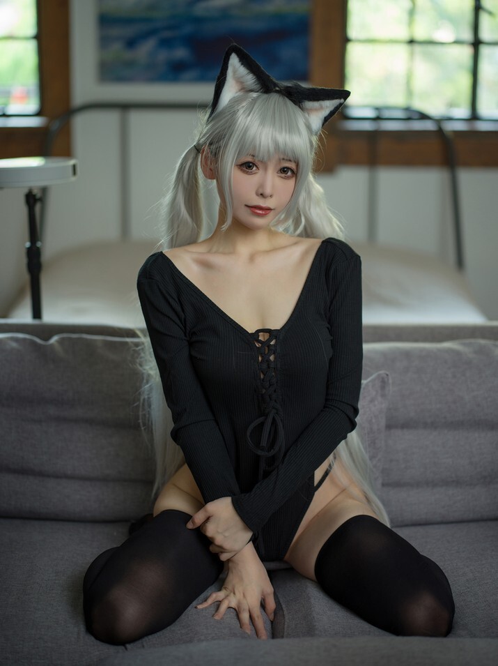 樱岛嗷一  - 黑猫针织衫连体衣 [57P1V-704MB]