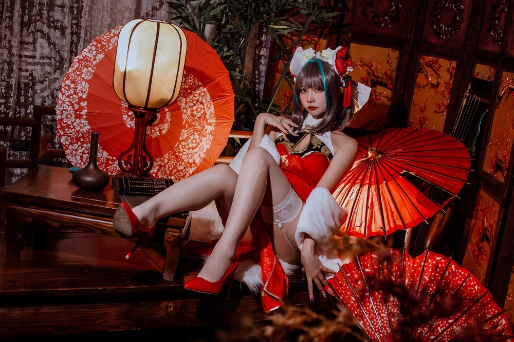 二佐Nisa - 碧蓝柴郡旗袍 [32P-591MB]